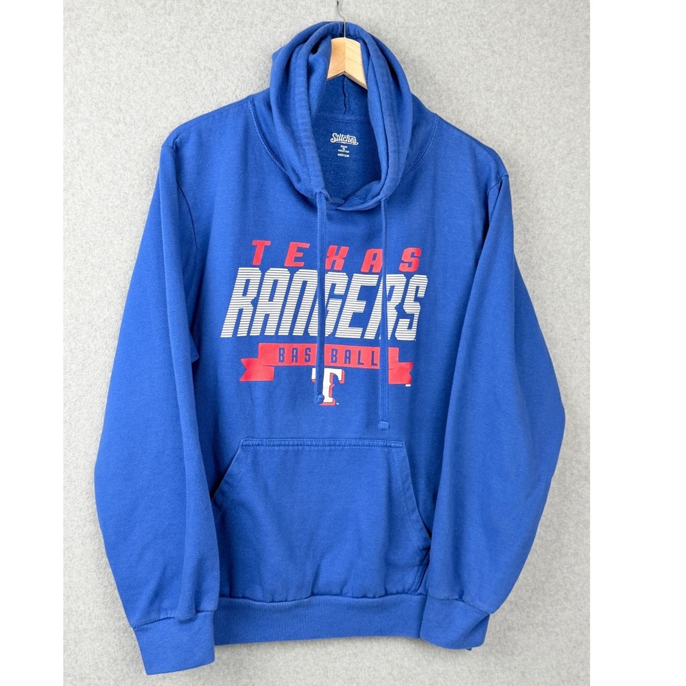 Texas Rangers Hoodie Mens Medium Blue MLB Baseball Graphic Stitches 94861